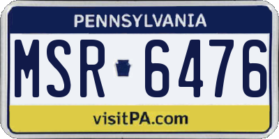 PA license plate MSR6476