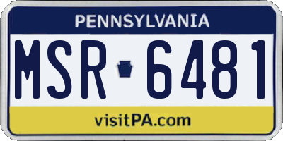 PA license plate MSR6481