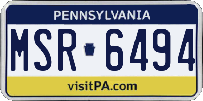 PA license plate MSR6494