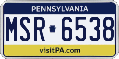 PA license plate MSR6538
