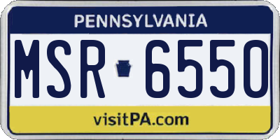 PA license plate MSR6550