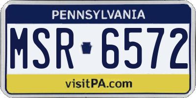 PA license plate MSR6572