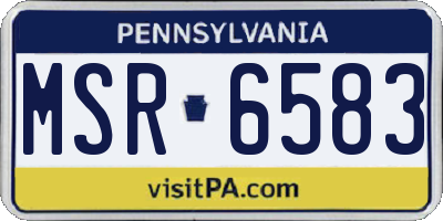 PA license plate MSR6583