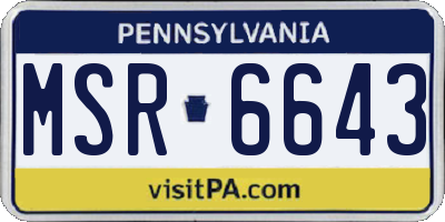 PA license plate MSR6643