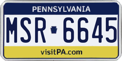 PA license plate MSR6645