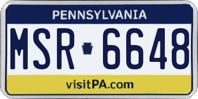 PA license plate MSR6648