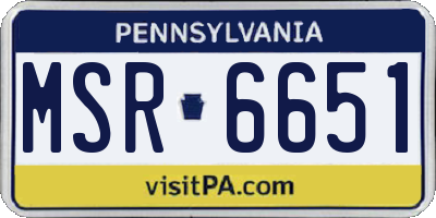 PA license plate MSR6651