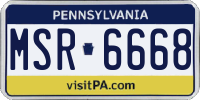PA license plate MSR6668