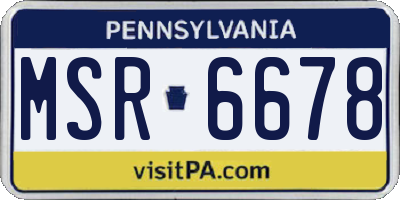 PA license plate MSR6678