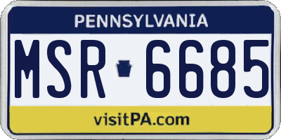PA license plate MSR6685