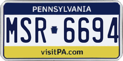 PA license plate MSR6694