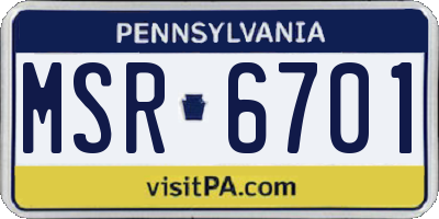 PA license plate MSR6701