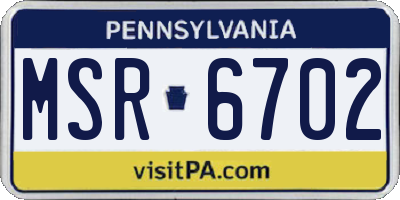 PA license plate MSR6702