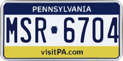 PA license plate MSR6704