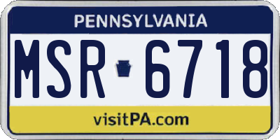 PA license plate MSR6718