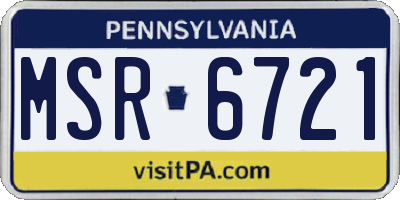 PA license plate MSR6721