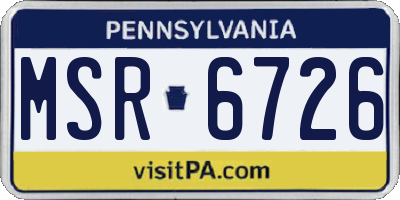 PA license plate MSR6726
