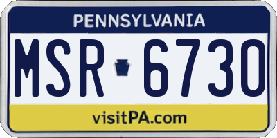 PA license plate MSR6730