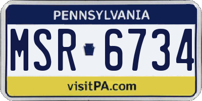 PA license plate MSR6734