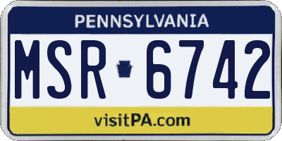 PA license plate MSR6742