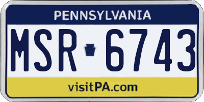 PA license plate MSR6743