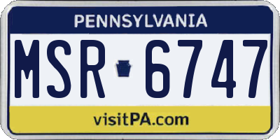 PA license plate MSR6747
