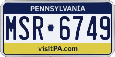 PA license plate MSR6749