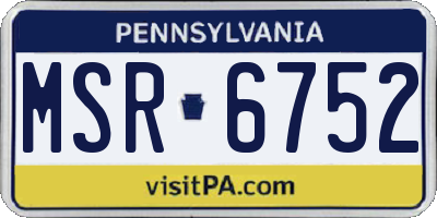 PA license plate MSR6752