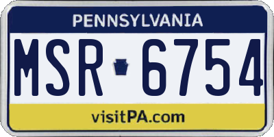 PA license plate MSR6754
