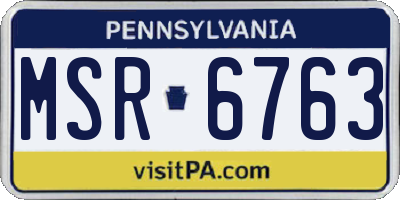 PA license plate MSR6763