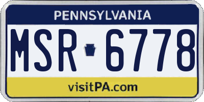 PA license plate MSR6778