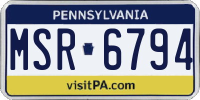 PA license plate MSR6794
