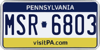 PA license plate MSR6803