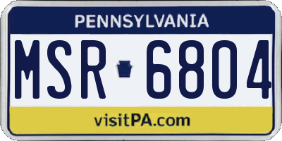 PA license plate MSR6804
