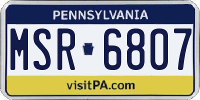 PA license plate MSR6807