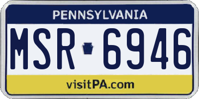 PA license plate MSR6946