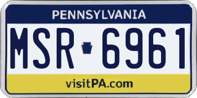 PA license plate MSR6961
