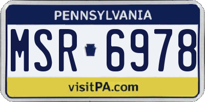 PA license plate MSR6978