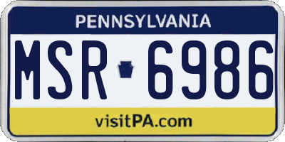 PA license plate MSR6986