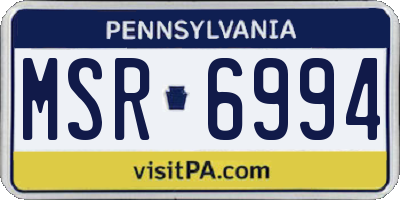 PA license plate MSR6994