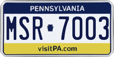 PA license plate MSR7003
