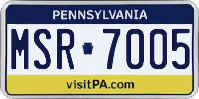 PA license plate MSR7005
