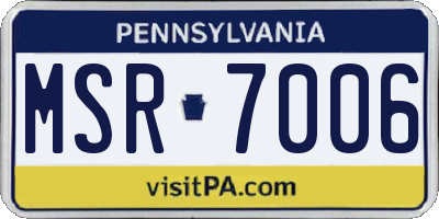PA license plate MSR7006