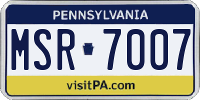 PA license plate MSR7007