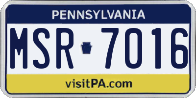 PA license plate MSR7016