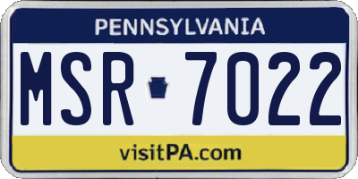 PA license plate MSR7022