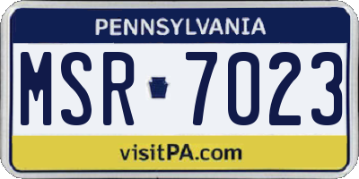 PA license plate MSR7023