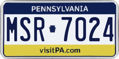 PA license plate MSR7024
