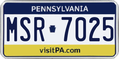 PA license plate MSR7025