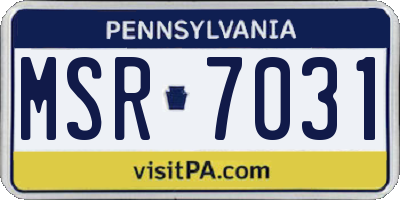 PA license plate MSR7031